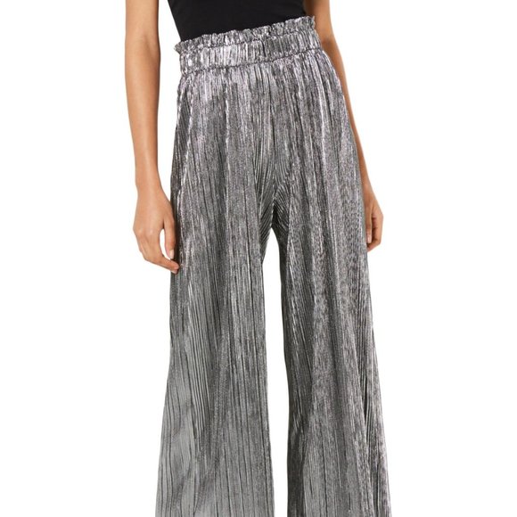 BeBop Pants - Palazzo Pants - Silver & Black- S
